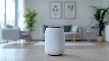 Elegant Smart Speaker in Modern Living Room Setting with Decor