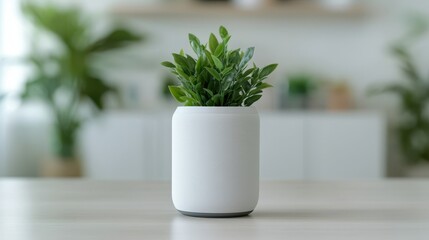 Obraz premium Modern Indoor Plant in Stylish White Pot on Minimalist Table