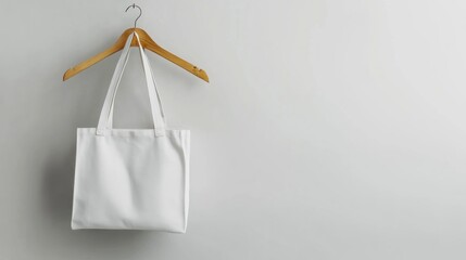 White tote bag hanging wall mockup studio