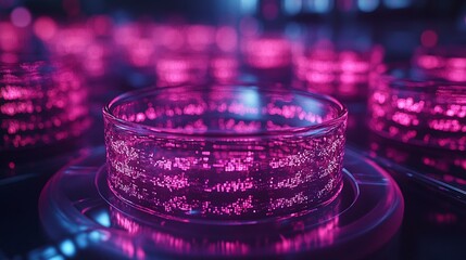 A conceptual image of chromosomes in a human body, glowing with vibrant neon colors to represent different genetic traits. 270