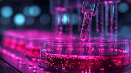 A conceptual image of chromosomes in a human body, glowing with vibrant neon colors to represent different genetic traits. 269