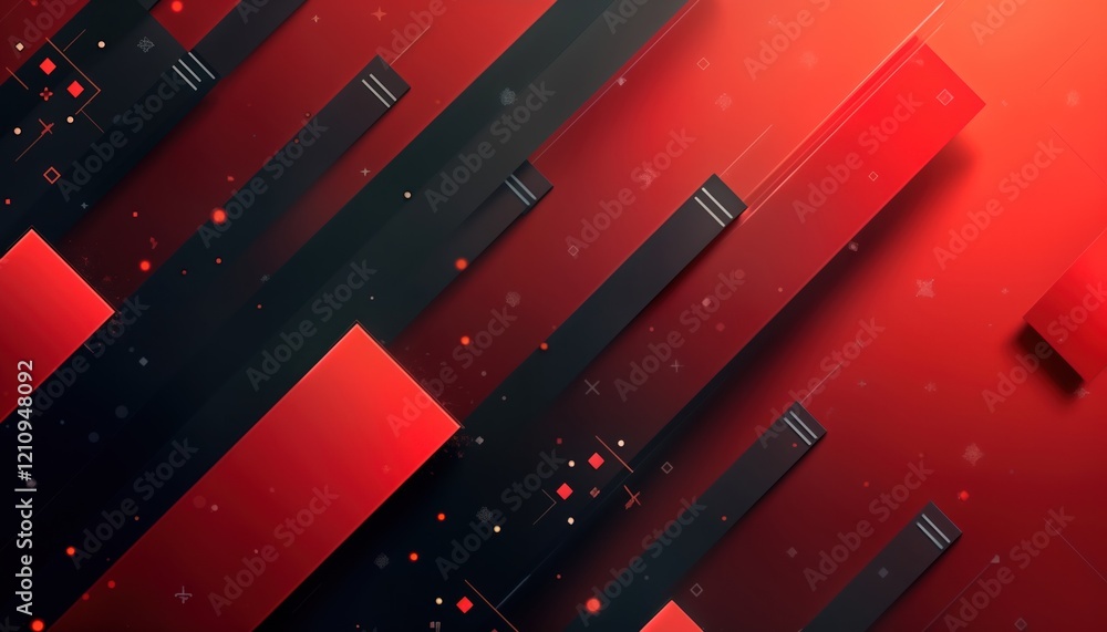 Poster dynamic abstract background design with geometric shapes. red, black diagonal stripes, triangles cre