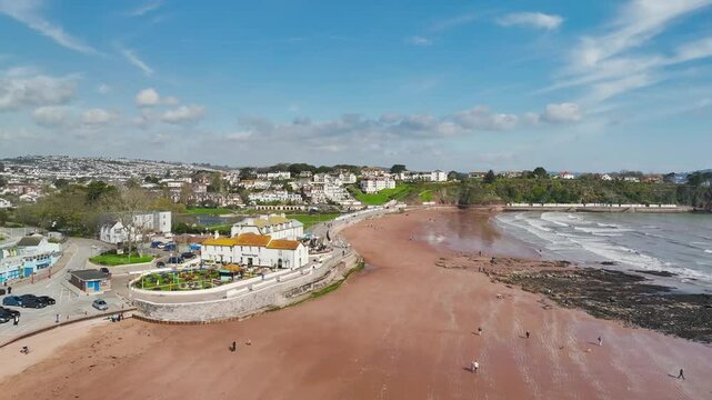 Goodrington Beach from a drone, Paignton, Devon, England