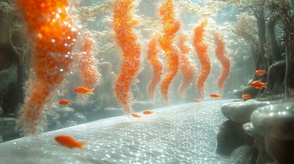 A close-up shot of DNA strands, each base pair illuminating as they sequence the genetic code during replication. 354
