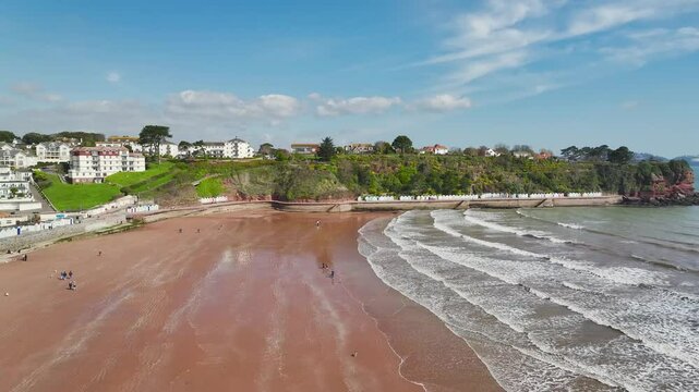 Goodrington Beach from a drone, Paignton, Devon, England