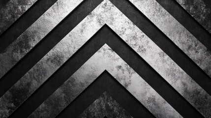 Abstract Metallic Chevron Background: Silver and Black Diagonal Stripes Texture