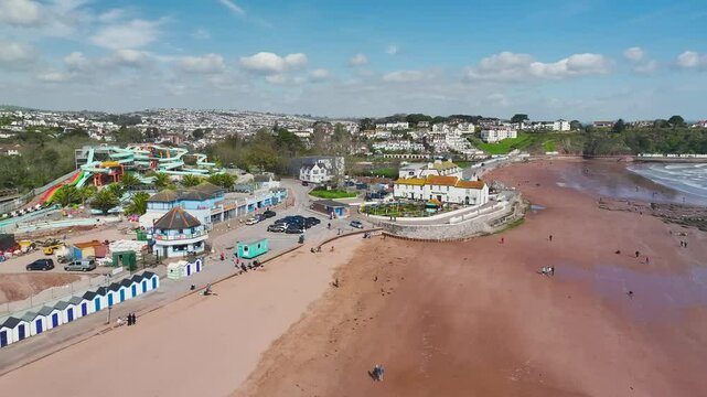 Goodrington Beach from a drone, Paignton, Devon, England