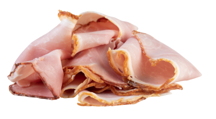 fresh ham slices cut out isolated transparent background