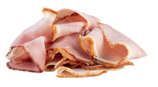 fresh ham slices cut out isolated transparent background