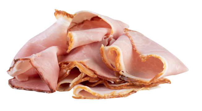 fresh ham slices cut out isolated transparent background