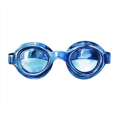 Fototapeta premium Watercolor swim goggles showcase intricate texture and shades of blue, set against a clean white background, perfect for artistic projects and design inspiration