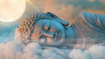sleeping god buda diwan very beautiful. seamless looping time-lapse virtual 4k video Animation Background.	
