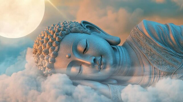 sleeping god buda diwan very beautiful. seamless looping time-lapse virtual 4k video Animation Background.	