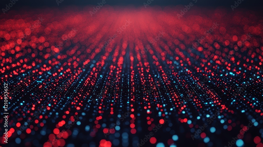 Poster vibrant abstract background with red and blue bokeh particles