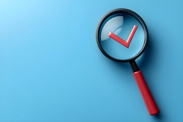 Magnifying glass and check mark icon. Business concept,idea,right choice, quality control, approval and contract assignment