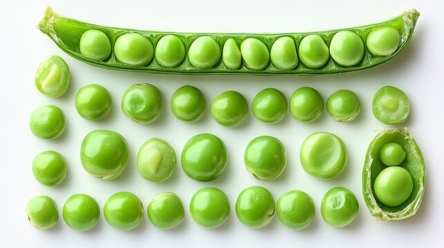 Fresh Green Peas in Open Pod Amidst a Cluster of Peas Concept