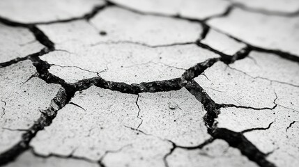 Fototapeta premium Cracked earth, arid land, drought, monochrome, texture, background, environmental, design