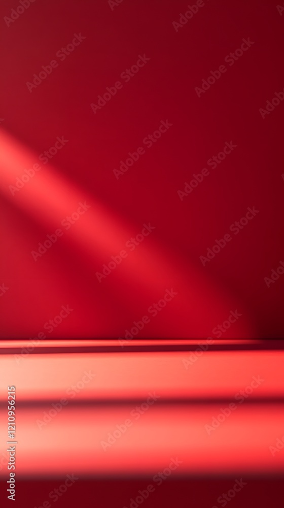 Poster red background with diagonal lighting and horizontal plane