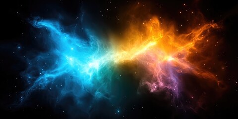 Obraz premium Cosmic Nebula: A Dynamic Interplay of Blue and Orange Hues