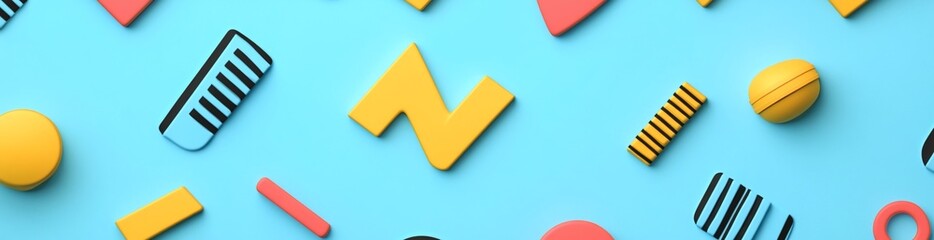 Abstract geometric shapes on blue background.