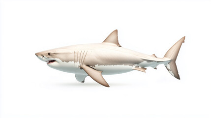 Naklejka premium realistic illustration of great white shark swimming gracefully in water.