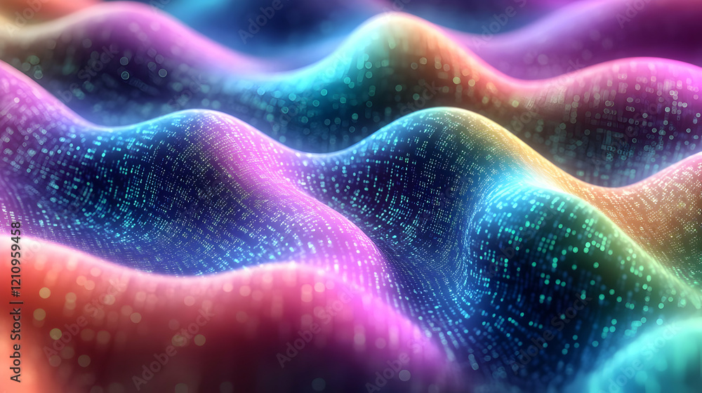 Poster abstract colorful waves of data and light: a vibrant digital background