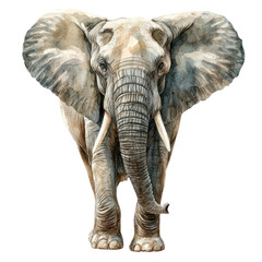 Fototapeta premium Realistic Watercolor Elephant Illustration on Transparent Background