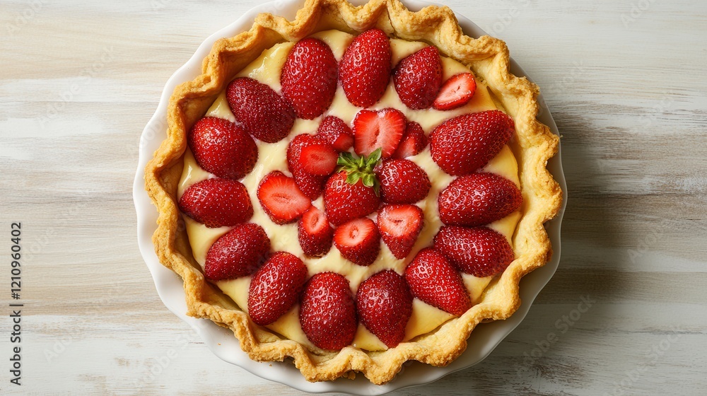 Poster fresh strawberries beautifully arranged in circular pattern on light wooden surface with generous co