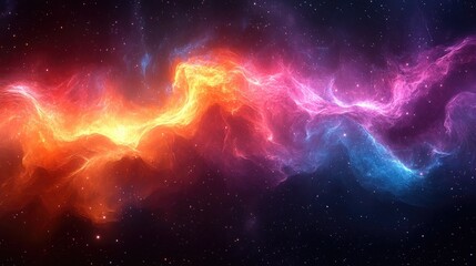 Obraz premium Cosmic Nebula with Vibrant Hues and Swirling Clouds of Stars