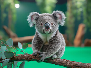 Fototapeta premium Adorable Koala Bear Sitting On Branch