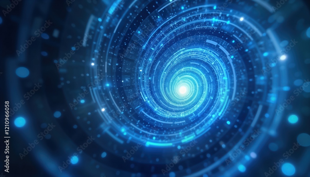 Poster abstract dynamic blue swirl background. circular motion pattern creates visual energy. looks like fu