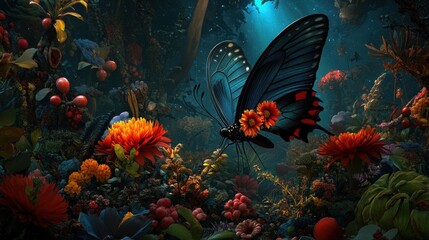 Enchanting Butterfly in Dark Bloom.