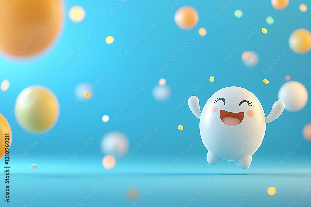 Poster cheerful ai character engaging in learning activities vibrant digital hub animated content playful e