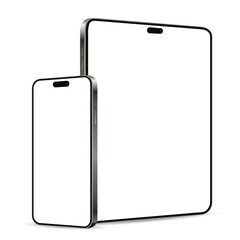 Modern devices mockups with blank screens. Tablet computer and smartphone