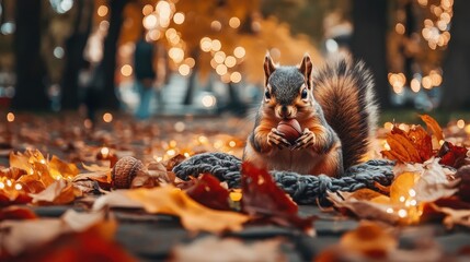 Autumn Squirrel with Nut