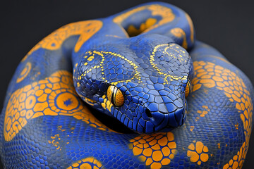Fototapeta premium blue yellow snake