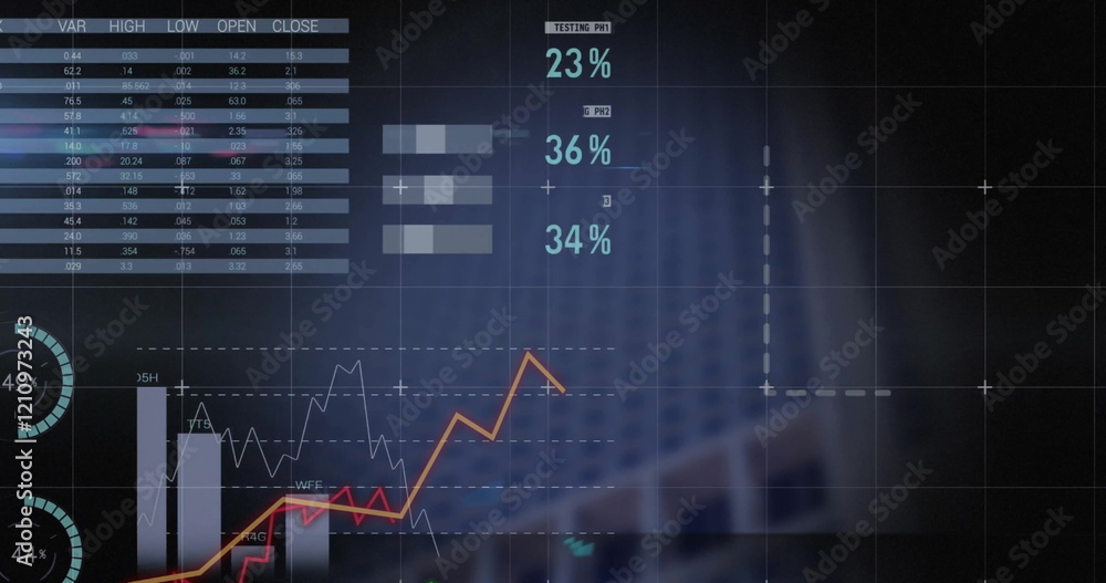 Poster image of diagrams and data processing over building