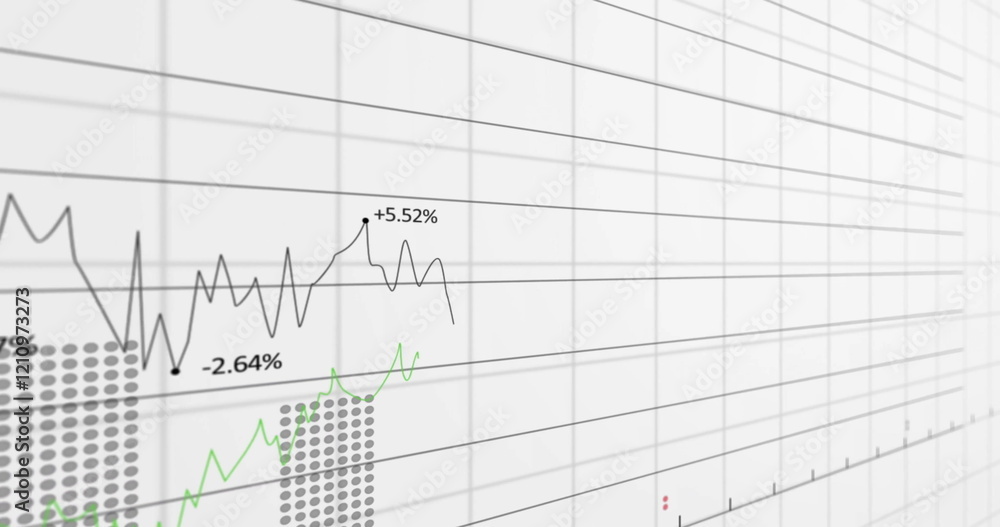 Poster image of diagrams and data processing on white background