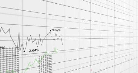 Image of diagrams and data processing on white background