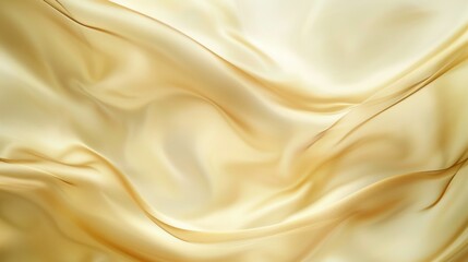 Elegant and Luxurious Cream Satin Fabric Drapery with Smooth Texture and Flowing Waves Capturing Light for Interior Design and Fashion Inspirations