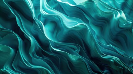 Obraz premium Abstract Waves of Turquoise and Teal Flowing Silky Patterns Creating a Dreamy Background for Creative and Artistic Projects