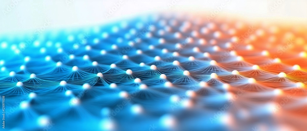 Poster colorful visualization of a network with nodes and lines connecting them, creating depth