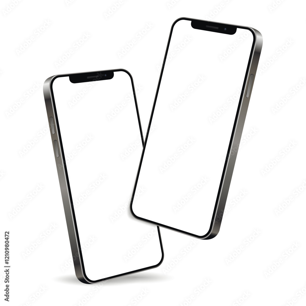 Aufkleber two floating smart phone white screen. mobile phone vector with isolated on white background