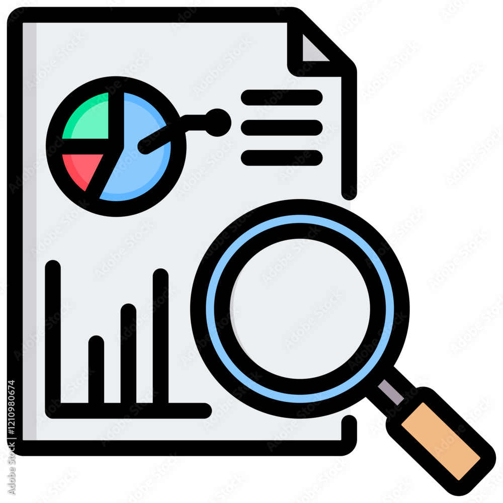 Poster analytic outline color icon