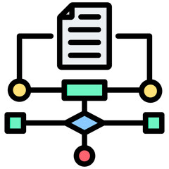 Fototapeta premium Algorithm Outline Color Icon
