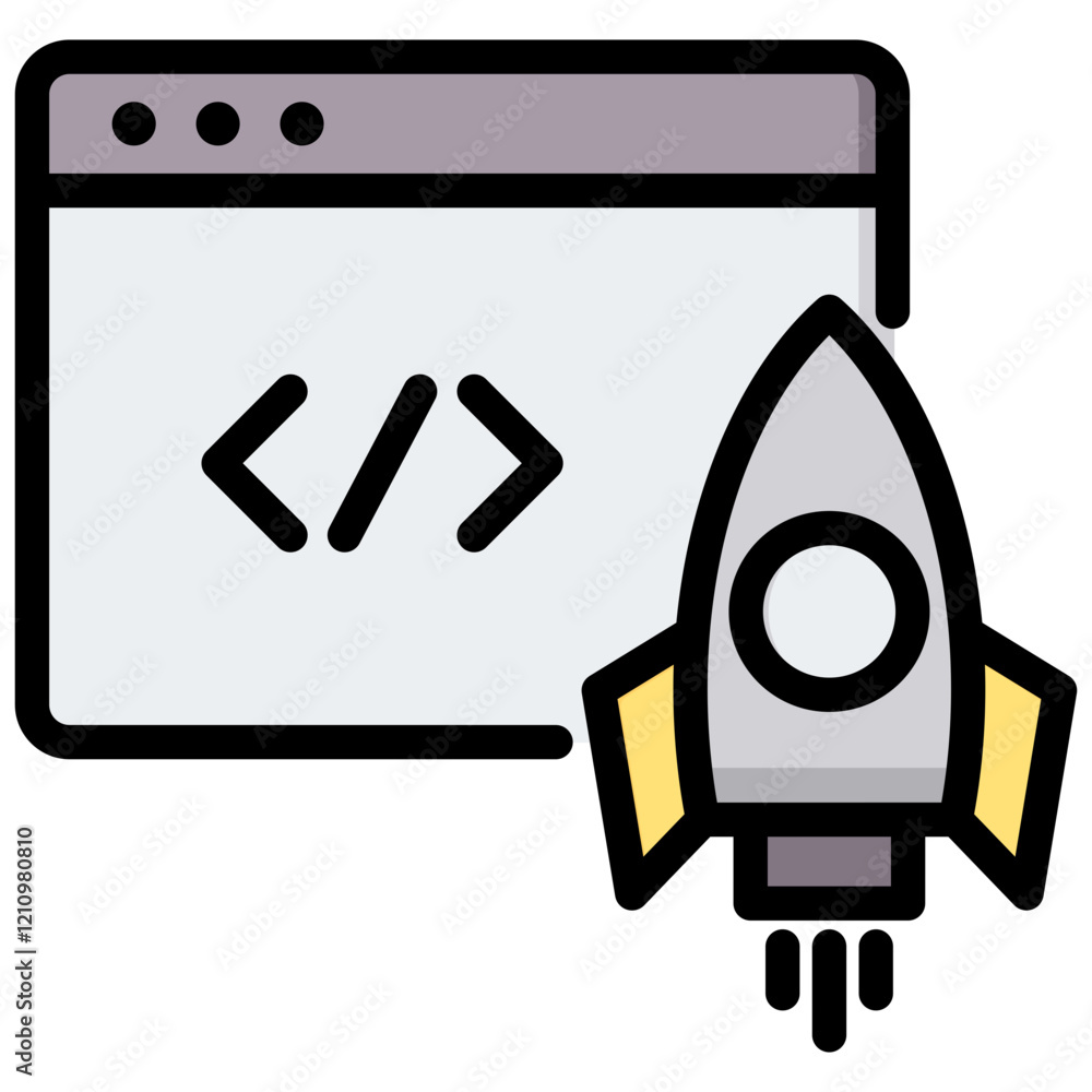 Poster deployment outline color icon