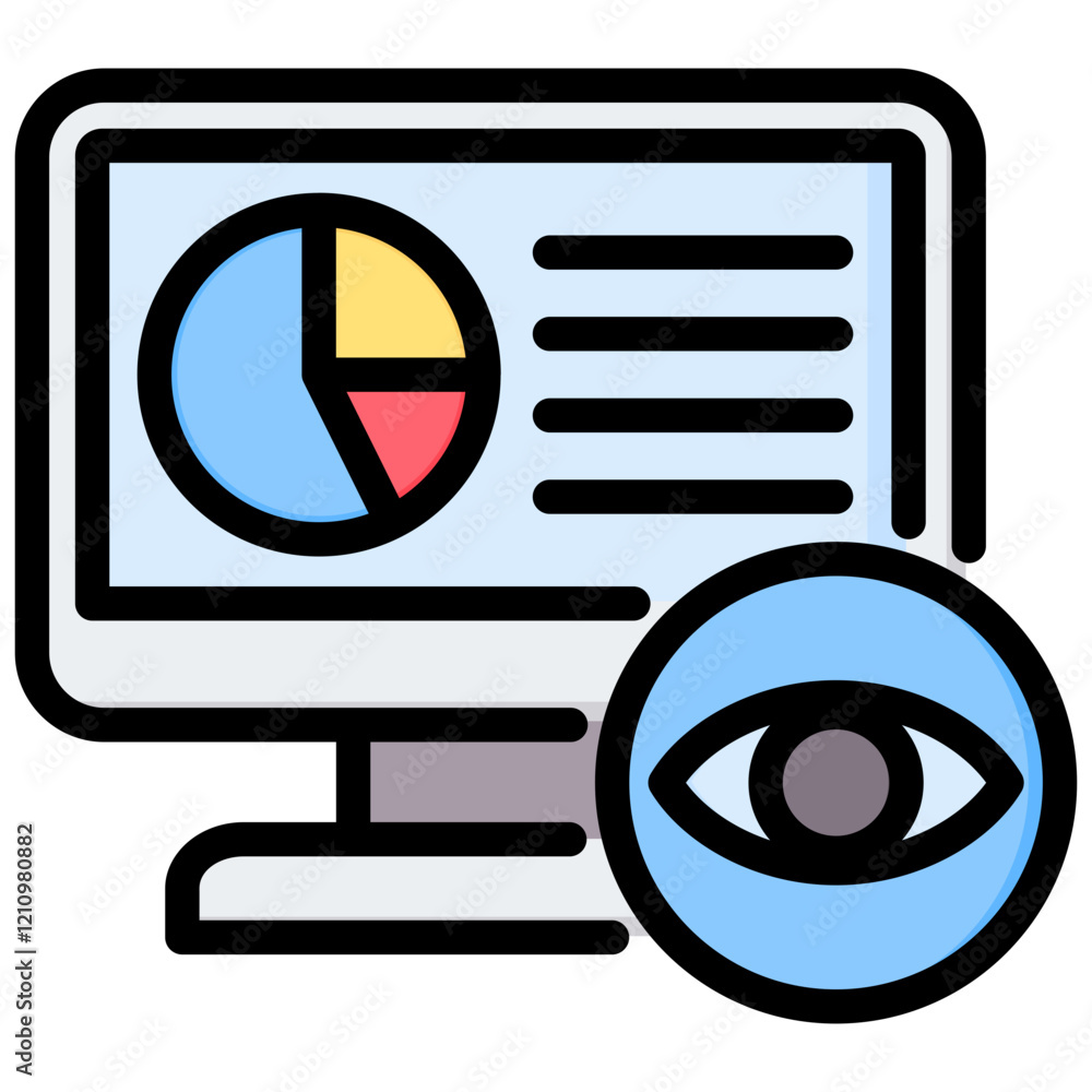 Poster monitoring outline color icon