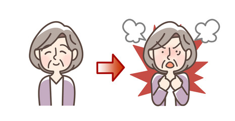 怒りっぽくなるおばあさん
