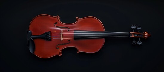Fototapeta premium Red violin on black background.