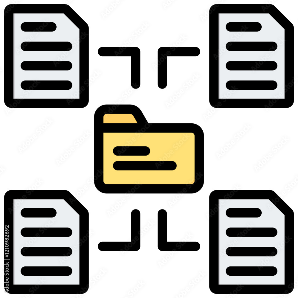 Poster data modeling outline color icon